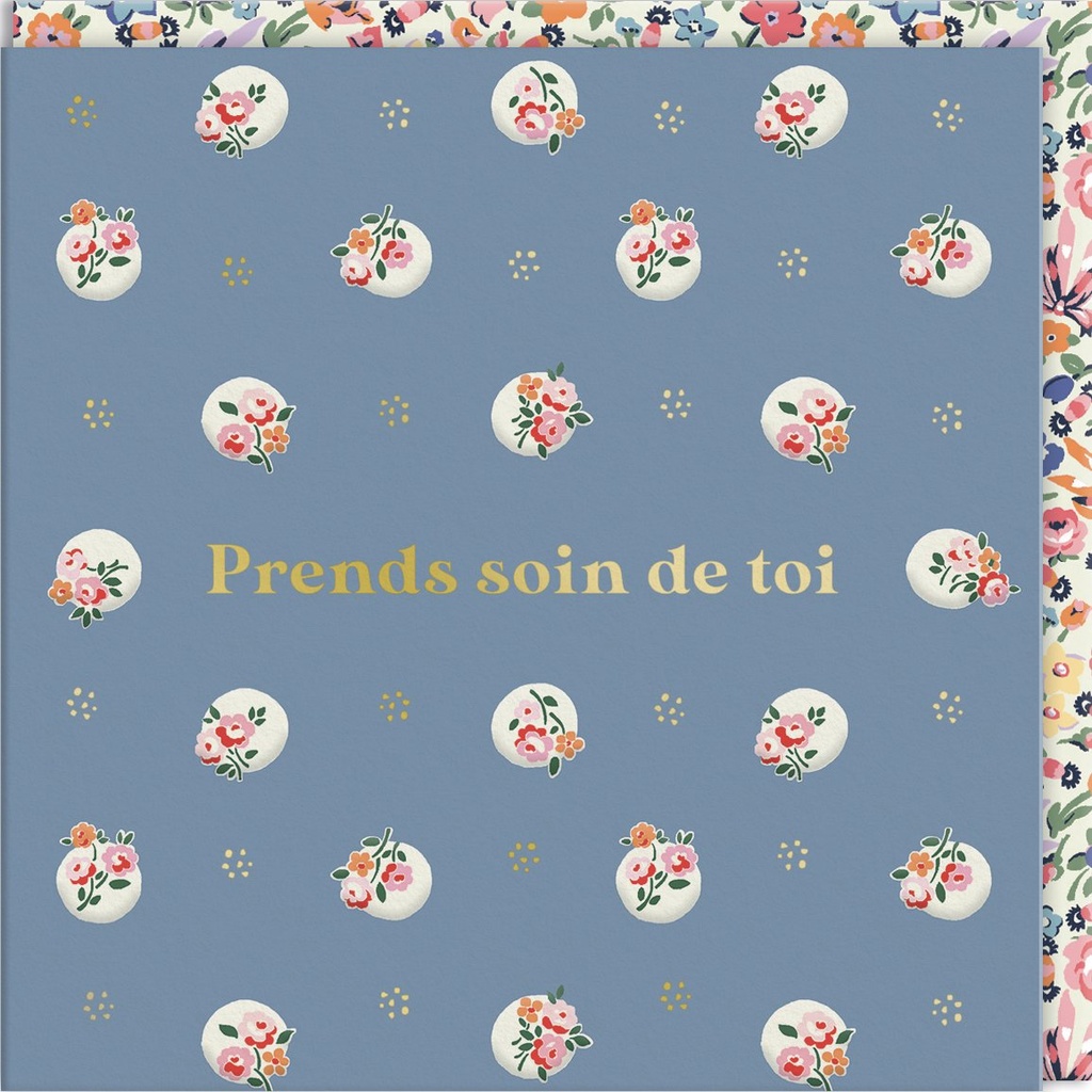 CARTE DOUBLE CATH KIDSTON 10.5 X 10.5 - FLEURS BLEU