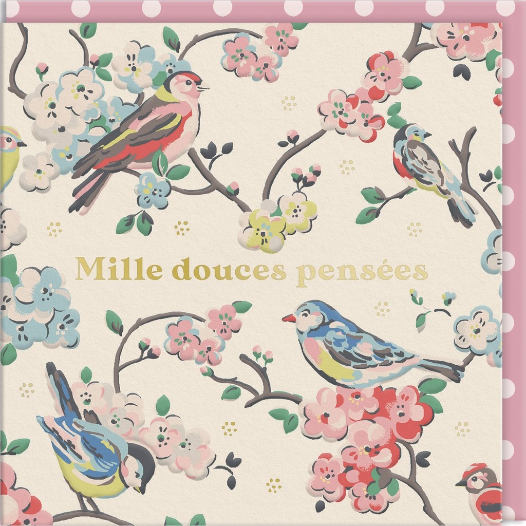 CARTE DOUBLE CATH KIDSTON 10.5 X 10.5 - OISEAUX PENSEE