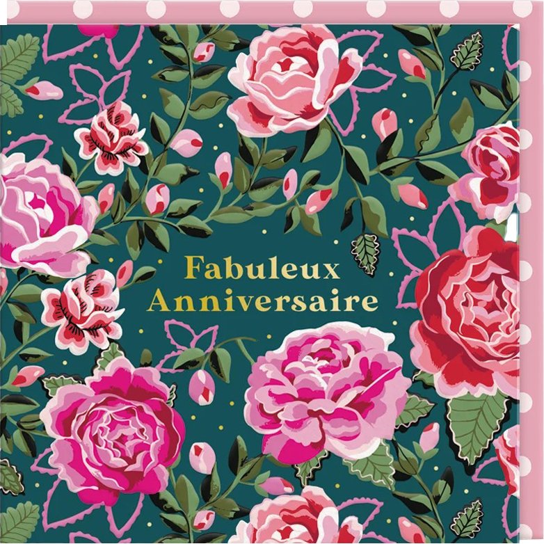 CARTE DOUBLE CATH KIDSTON 10.5 X 10.5 - ANNIVERSAIRE ROSES