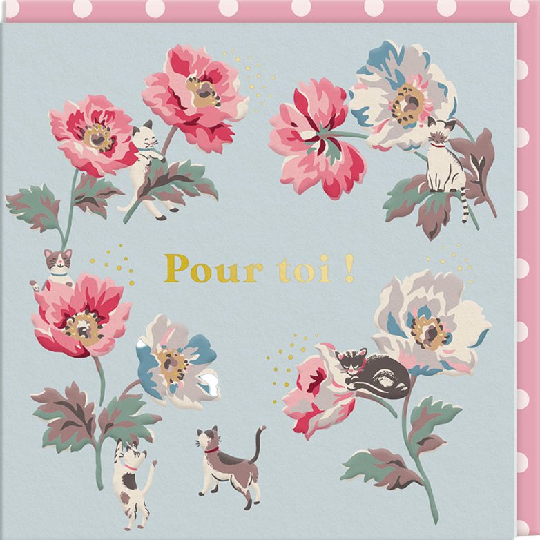 CARTE DOUBLE CATH KIDSTON 10.5 X 10.5 - CHAT FLEUR