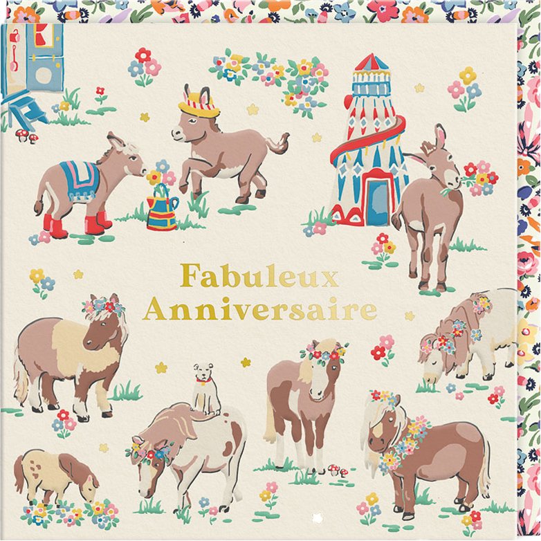 CARTE DOUBLE CATH KIDSTON 10.5 X 10.5 - ANNIVERSAIRE ÂNE