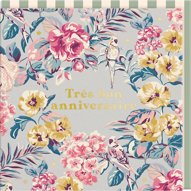 CARTE DOUBLE CATH KIDSTON 10.5 X 10.5 - ANNIVERSAIRE TROPICAL