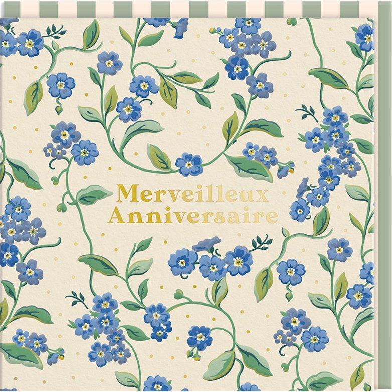 CARTE DOUBLE CATH KIDSTON 10.5 X 10.5 - ANNIVERSAIRE PENSEE