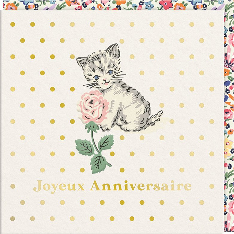 CARTE DOUBLE CATH KIDSTON 10.5 X 10.5 - ANNIVERSAIRE CHATON