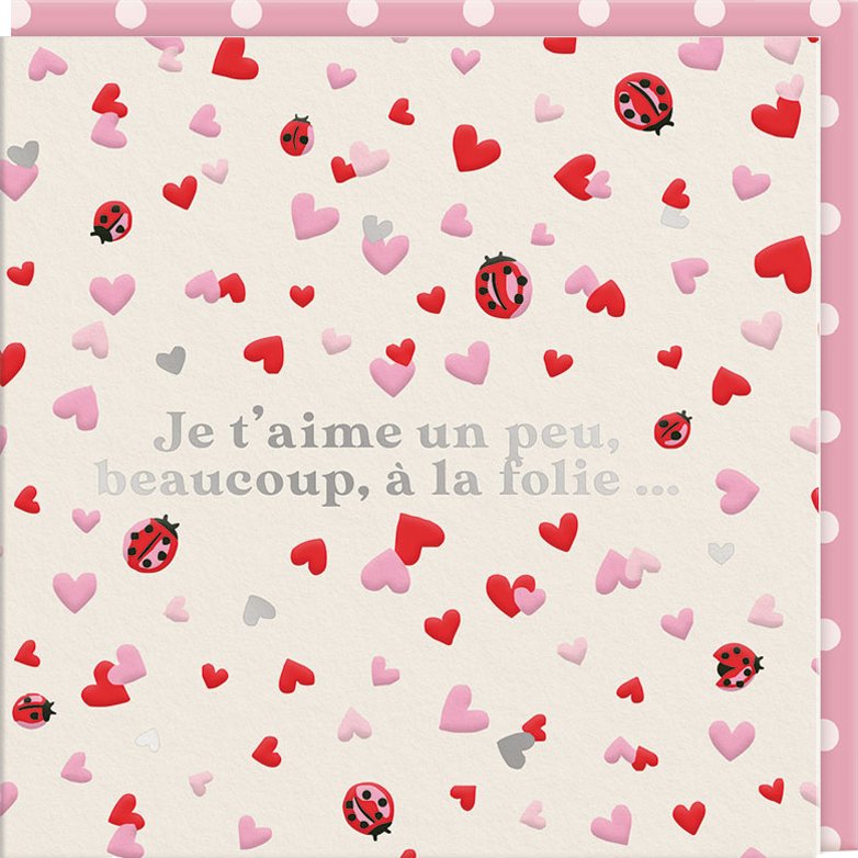 CARTE DOUBLE CATH KIDSTON 10.5 X 10.5 - AMOUR COCCINELLE