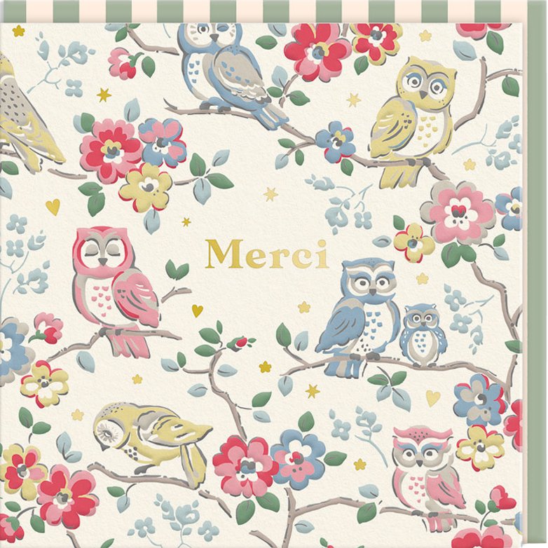 CARTE DOUBLE CATH KIDSTON 10.5 X 10.5 - MERCI CHOUETTE