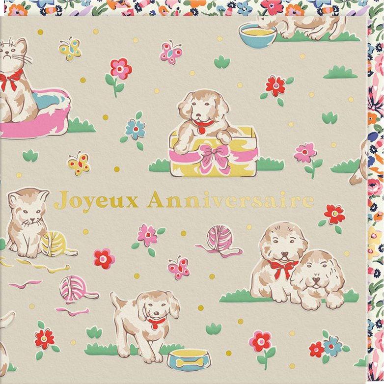CARTE DOUBLE CATH KIDSTON 10.5 X 10.5 - ANNIVERSAIRE CHIOT 