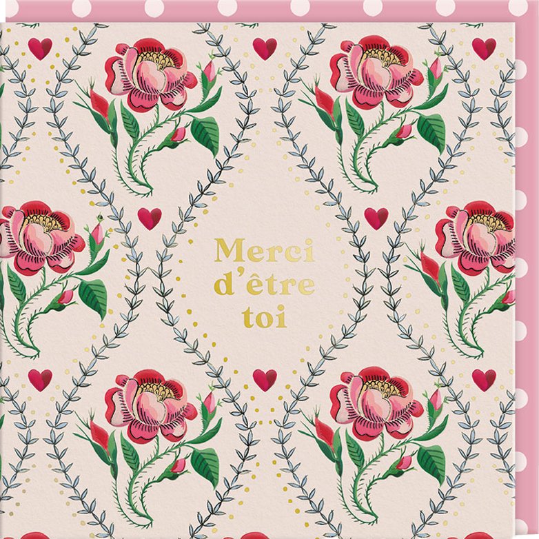 CARTE DOUBLE CATH KIDSTON 10.5 X 10.5 - MERCI ROSE