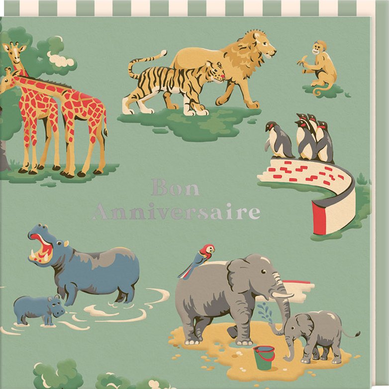 CARTE DOUBLE CATH KIDSTON 10.5 X 10.5 - ANNIVERSAIRE ANIMAUX
