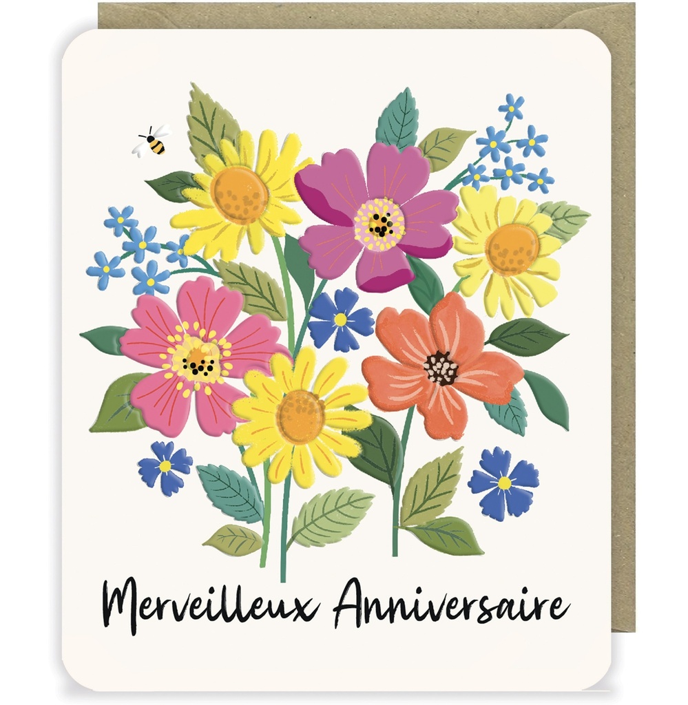 CARTE DOUBLE ODYSSEE - ANNIVERSAIRE FLEURS