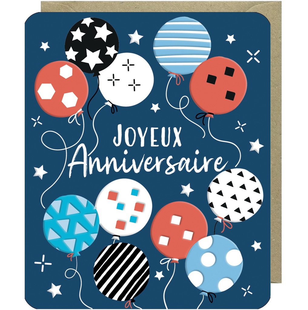 CARTE DOUBLE ODYSSEE - ANNIVERSAIRE BALLONS