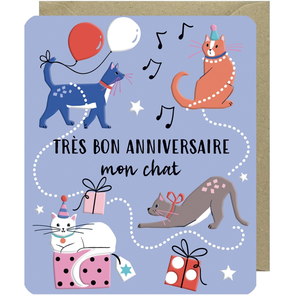 CARTE DOUBLE ODYSSEE - ANNIVERSAIRE CHATS