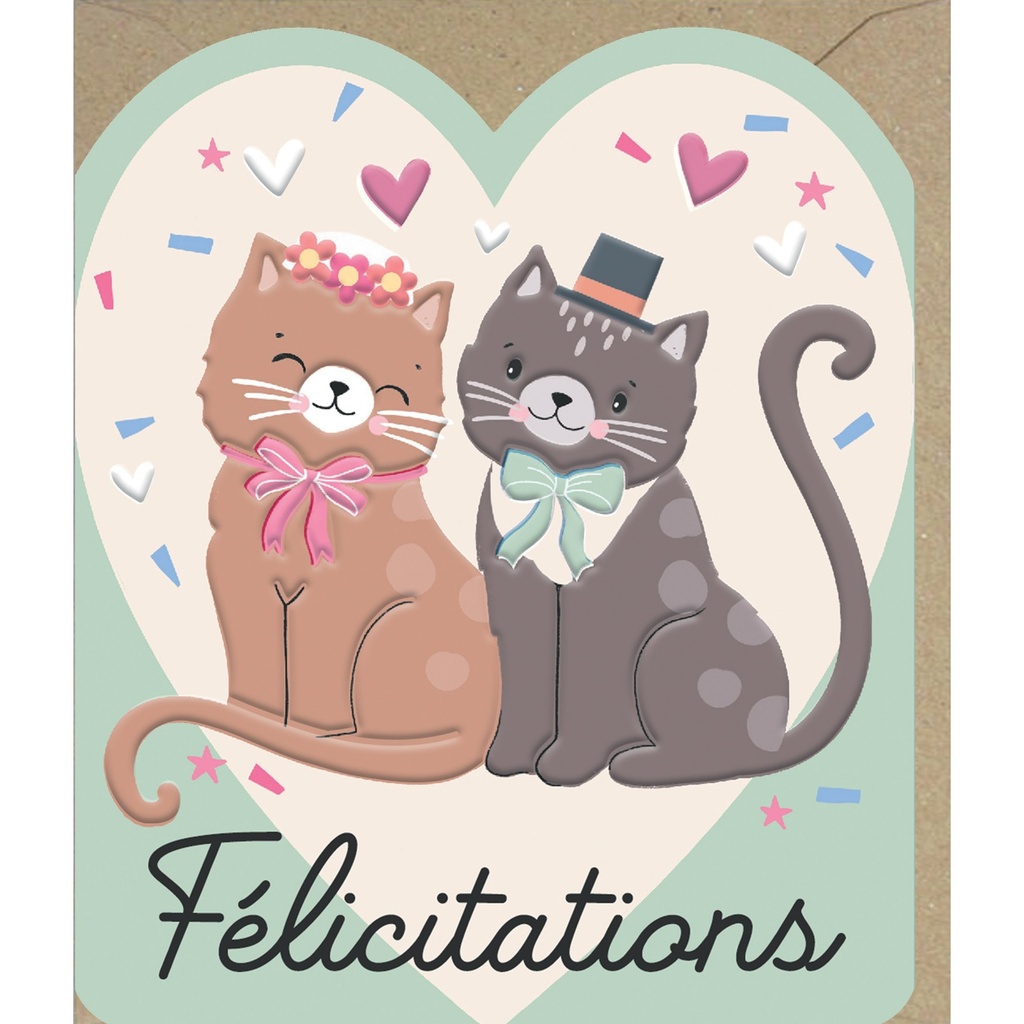 CARTE DOUBLE ODYSSEE DECOUPE  - FELICITATION MARIAGE