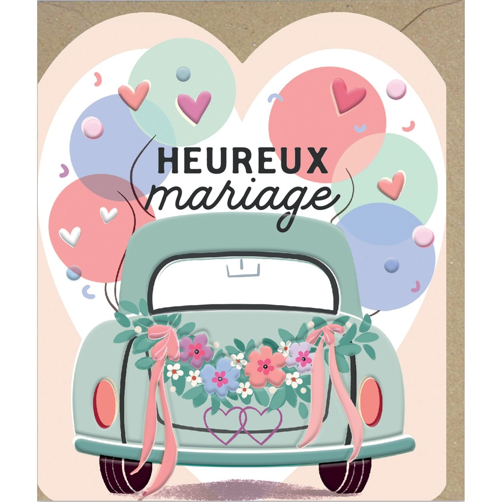 CARTE DOUBLE ODYSSEE DECOUPE  - FELICITATION MARIAGE