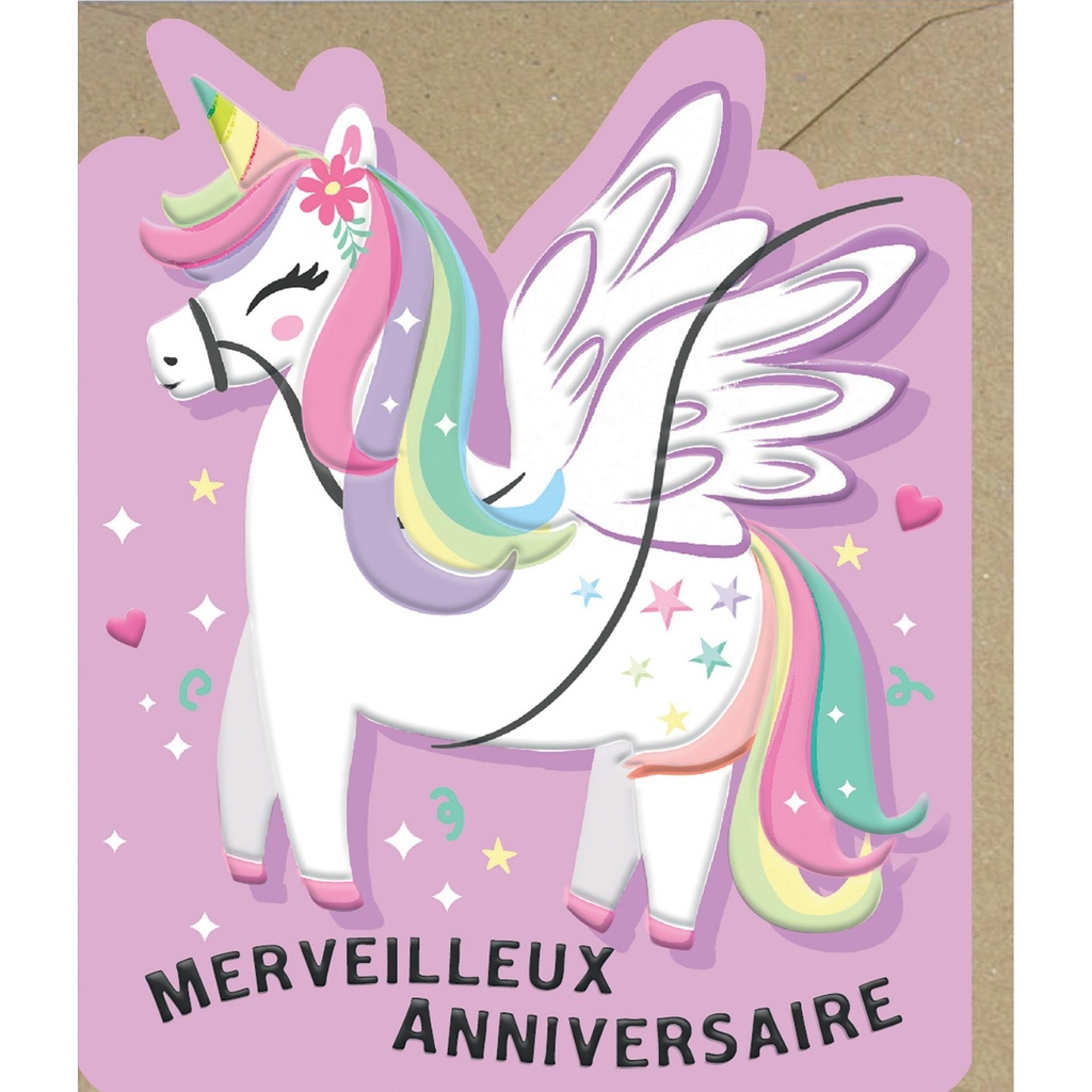 CARTE DOUBLE ODYSSEE DECOUPE  - ANNIVERSAIRE ENFANT FILLE