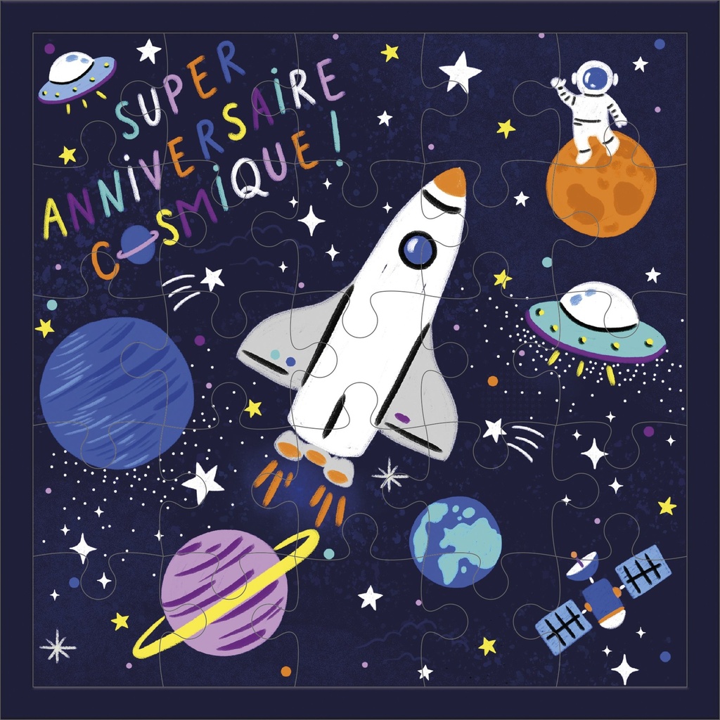 CARTE PUZZLE CARREE 17,5 CM LES PETITS KIUB ASTRONAUTE