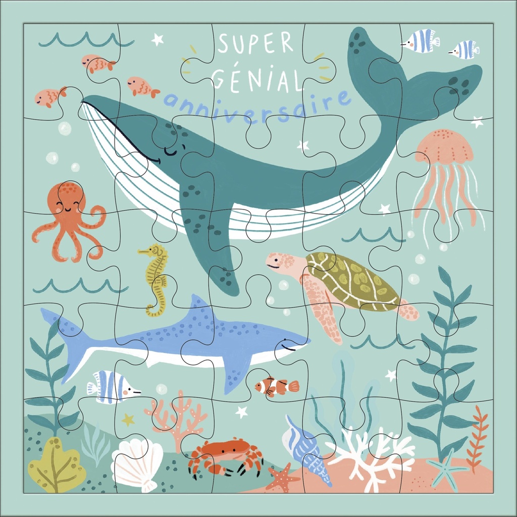 CARTE PUZZLE CARREE 17,5 CM LES PETITS KIUB OCEAN