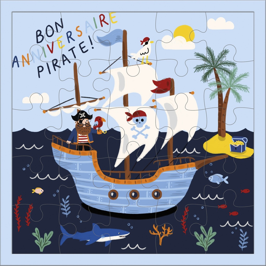 CARTE PUZZLE CARREE 17,5 CM LES PETITS KIUB PIRATE