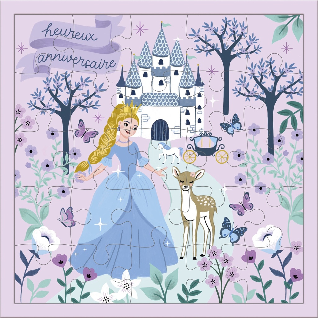 CARTE PUZZLE CARREE 17,5 CM LES PETITS KIUB PRINCESSE