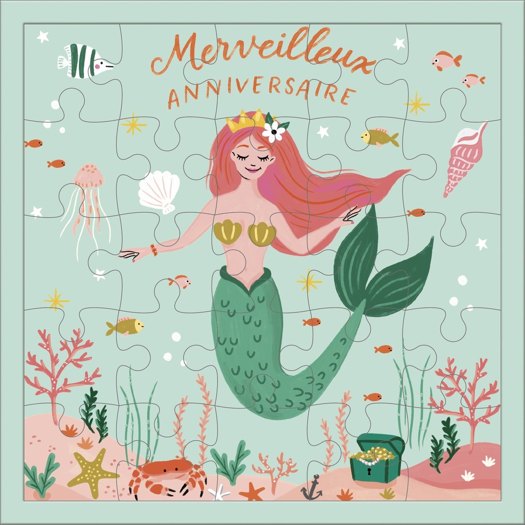 CARTE PUZZLE CARREE 17,5 CM LES PETITS KIUB SIRENE