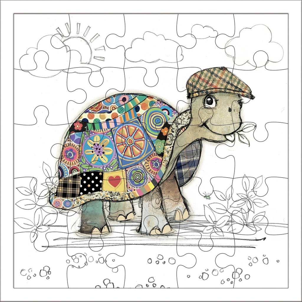 CARTE PUZZLE CARREE 17,5 CM KOOK TORTUE