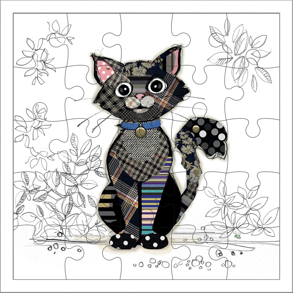CARTE PUZZLE CARREE 17,5 CM KOOK CHAT NOIR