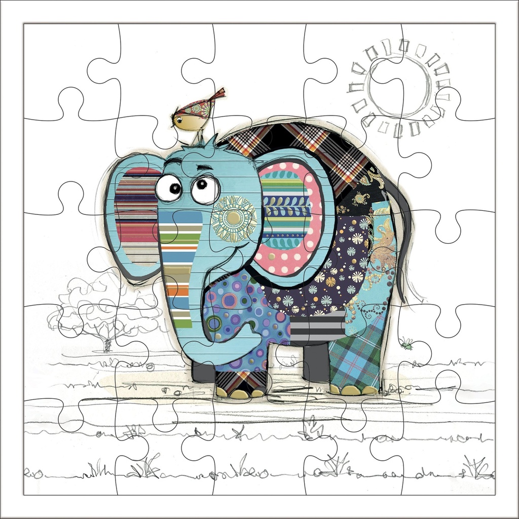 CARTE PUZZLE CARREE 17,5 CM KOOK ELEPHANT ENFANT