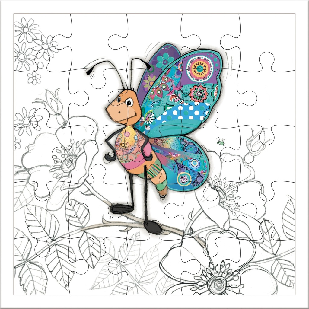CARTE PUZZLE CARREE 17,5 CM KOOK PAPILLON