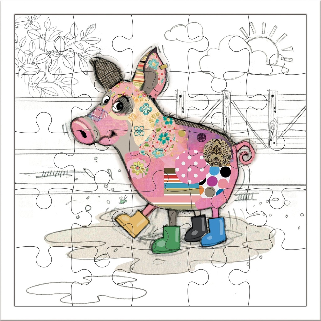 CARTE PUZZLE CARREE 17,5 CM KOOK COCHON