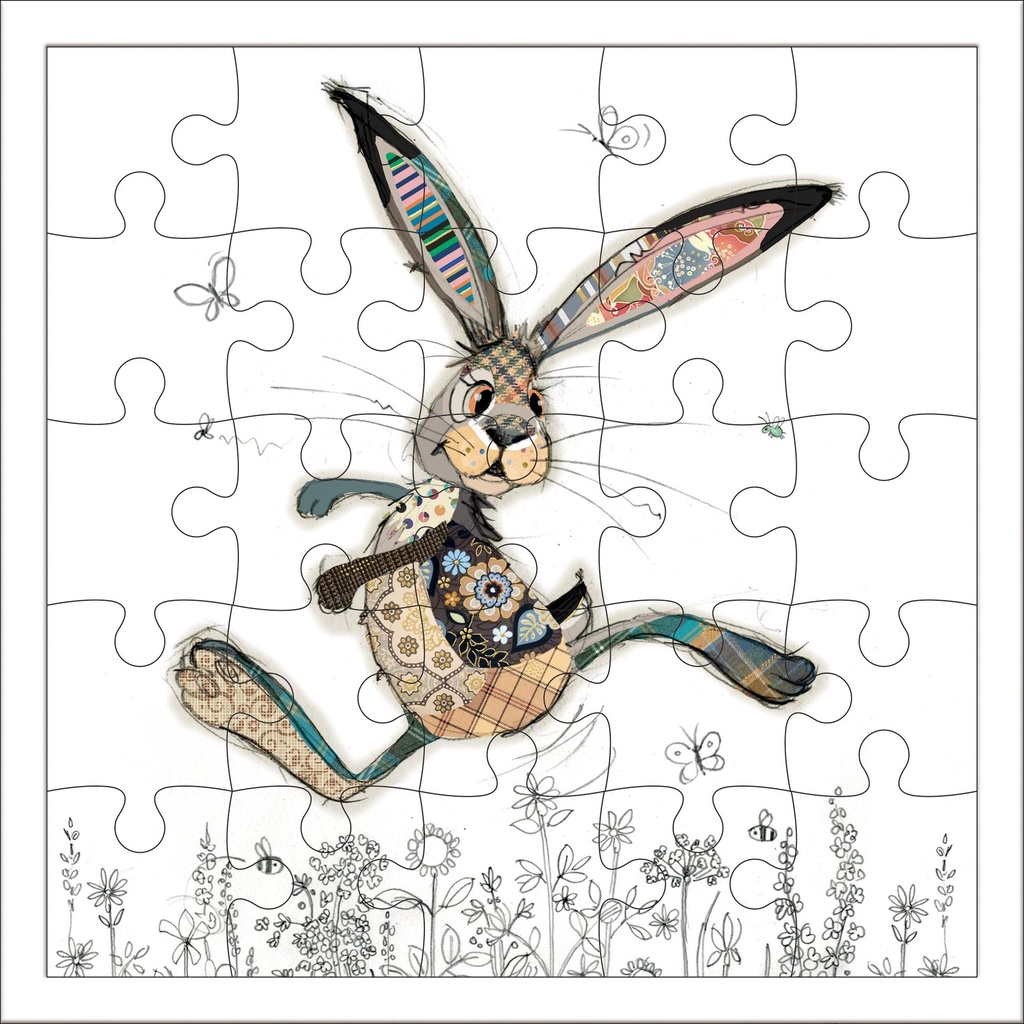 CARTE PUZZLE CARREE 17,5 CM KOOK LAPIN QUI COURT