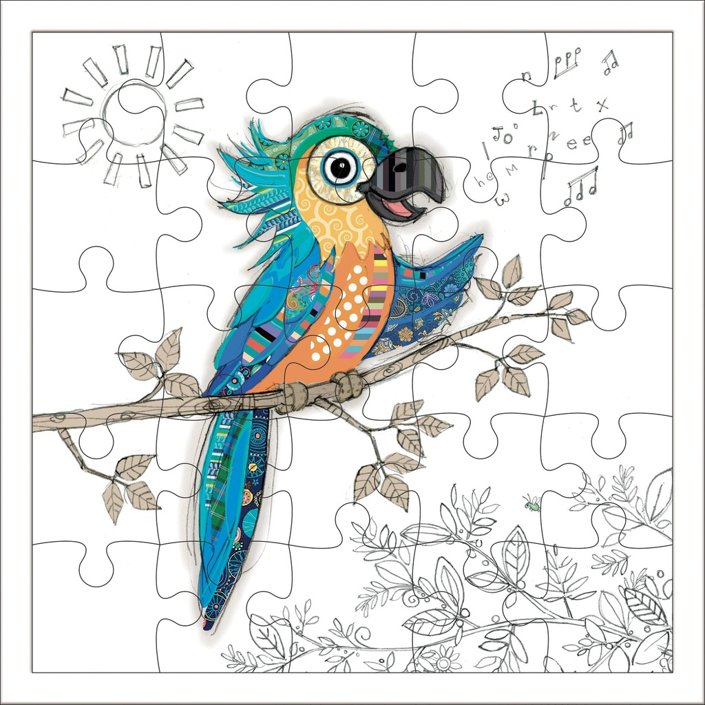 CARTE PUZZLE CARREE 17,5 CM KOOK PERROQUET