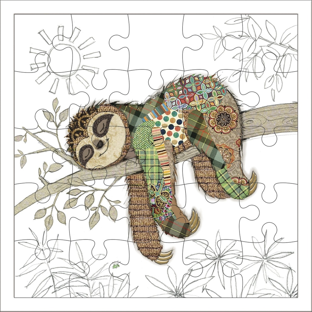CARTE PUZZLE CARREE 17,5 CM KOOK PARESSEUX