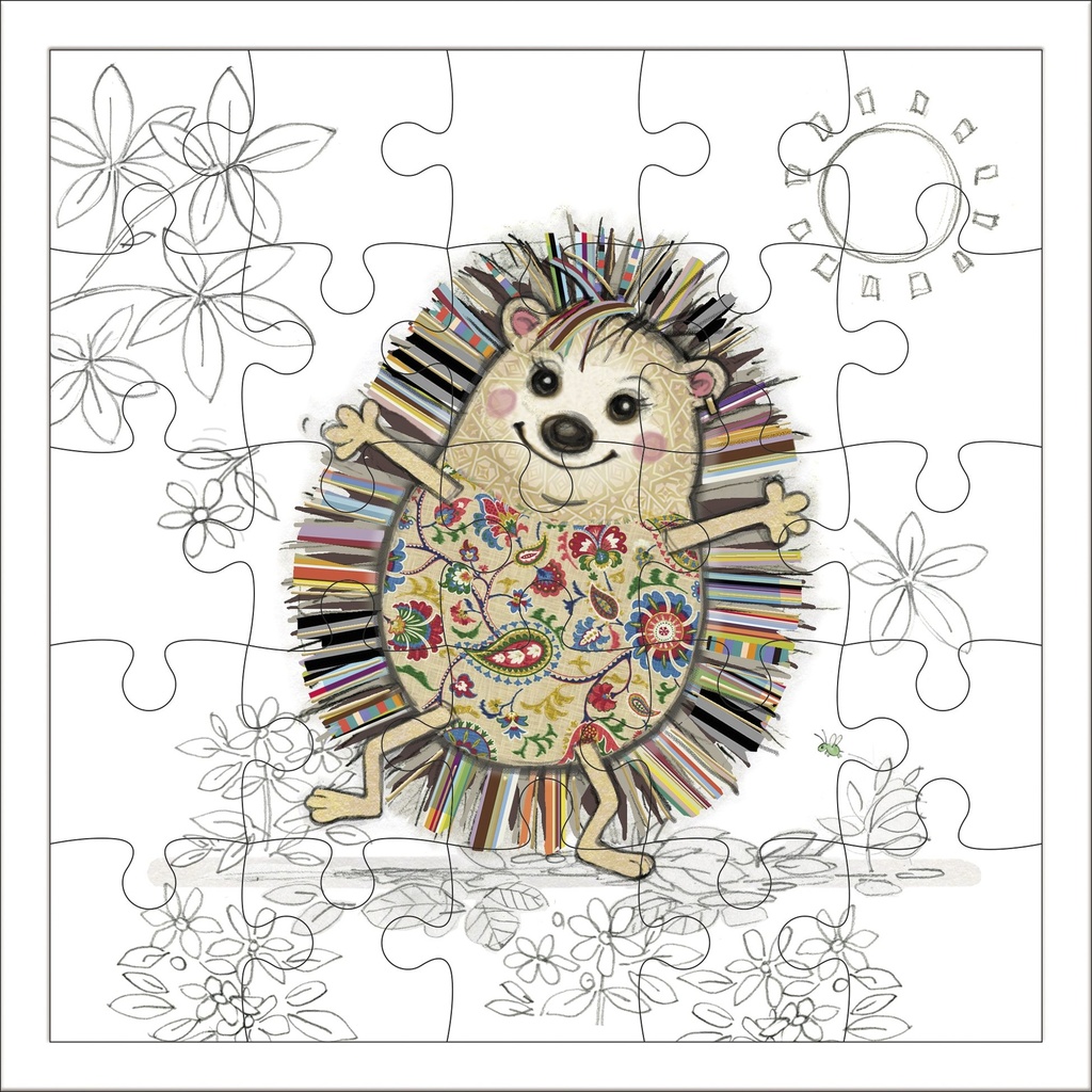 CARTE PUZZLE CARREE 17,5 CM KOOK HERISSON