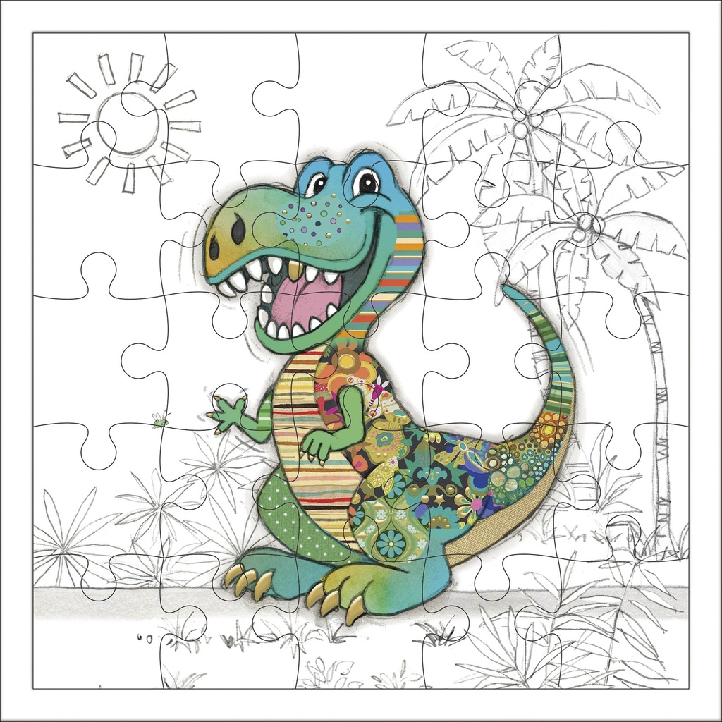 CARTE PUZZLE CARREE 17,5 CM KOOK DINOSAURE