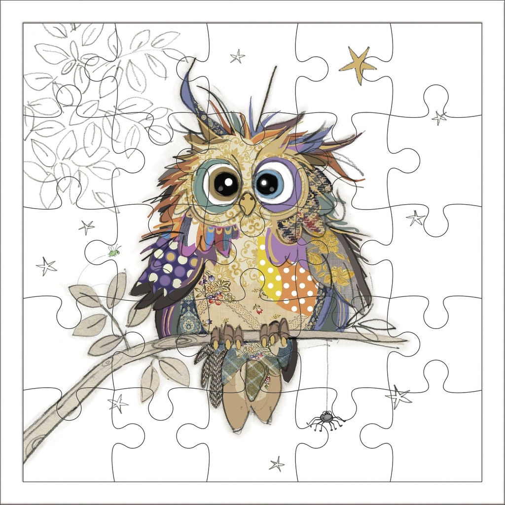 CARTE PUZZLE CARREE 17,5 CM KOOK HIBOU OTTO