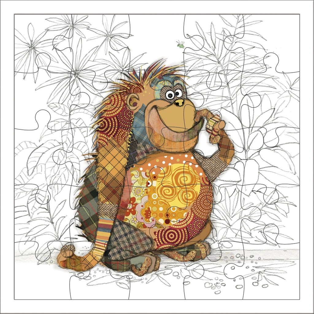CARTE PUZZLE CARREE 17,5 CM KOOK ORANG OUTANG