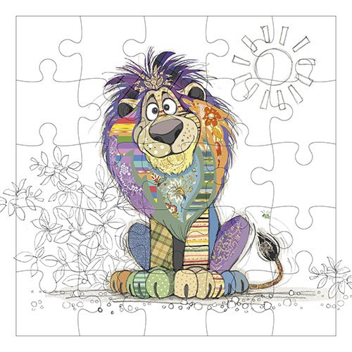 CARTE PUZZLE CARREE 17,5 CM KOOK LION
