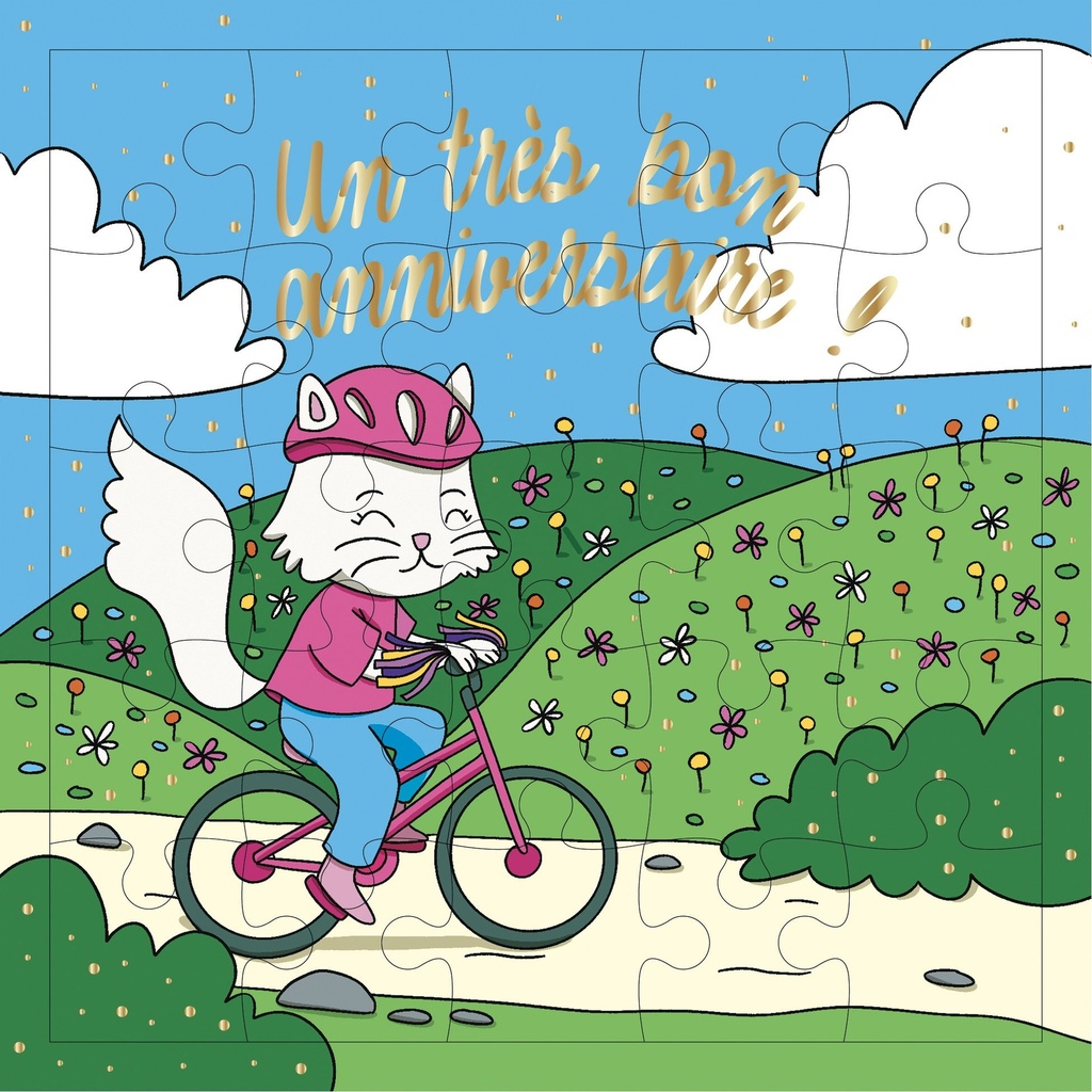 CARTE PUZZLE CARREE 17,5 CM AVENTURE CYCLISTE