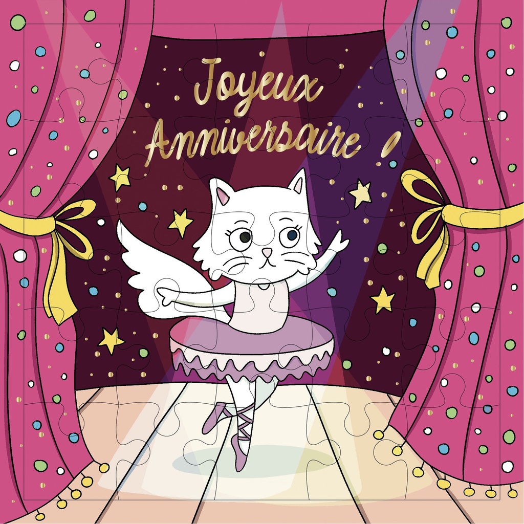CARTE PUZZLE CARREE 17,5 CM AVENTURE DANSEUSE