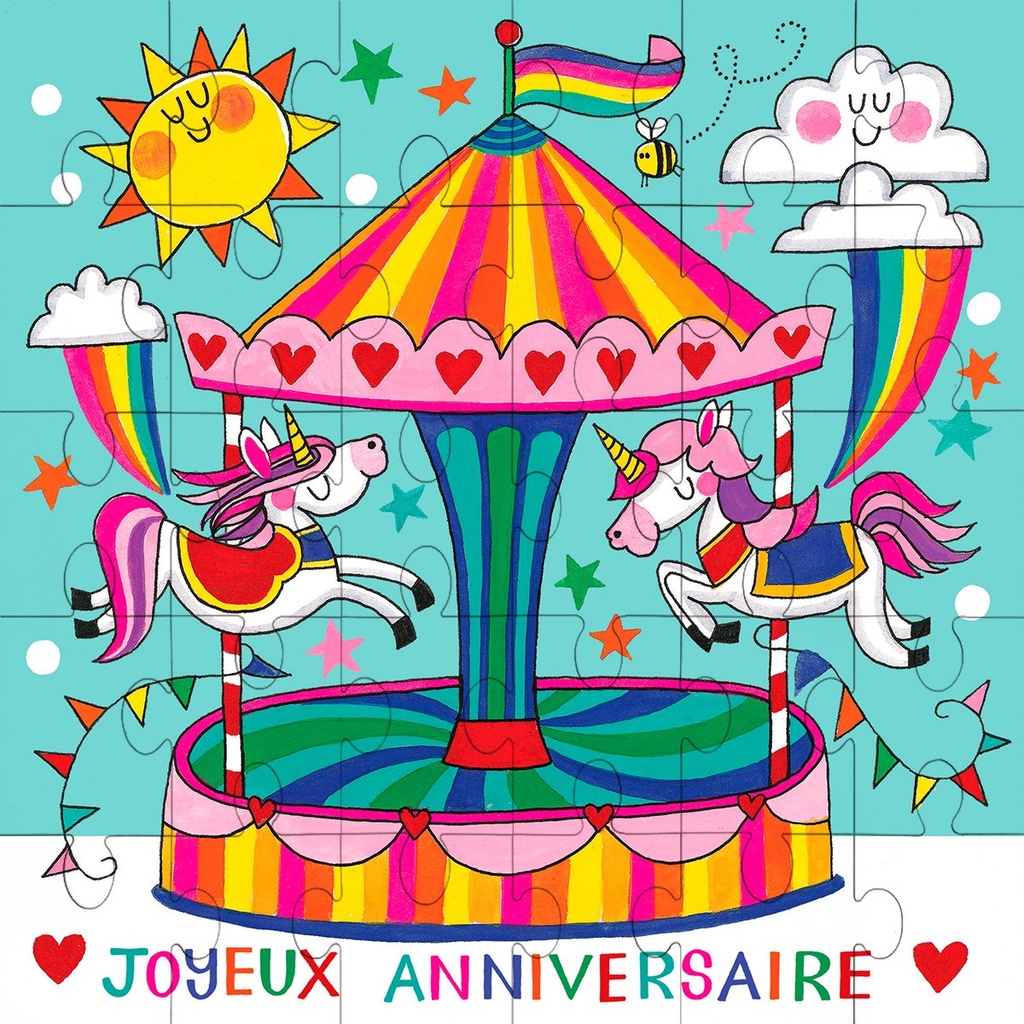 CARTE PUZZLE RACHEL ELLEN - ANNIVERSAIRE MANEGE