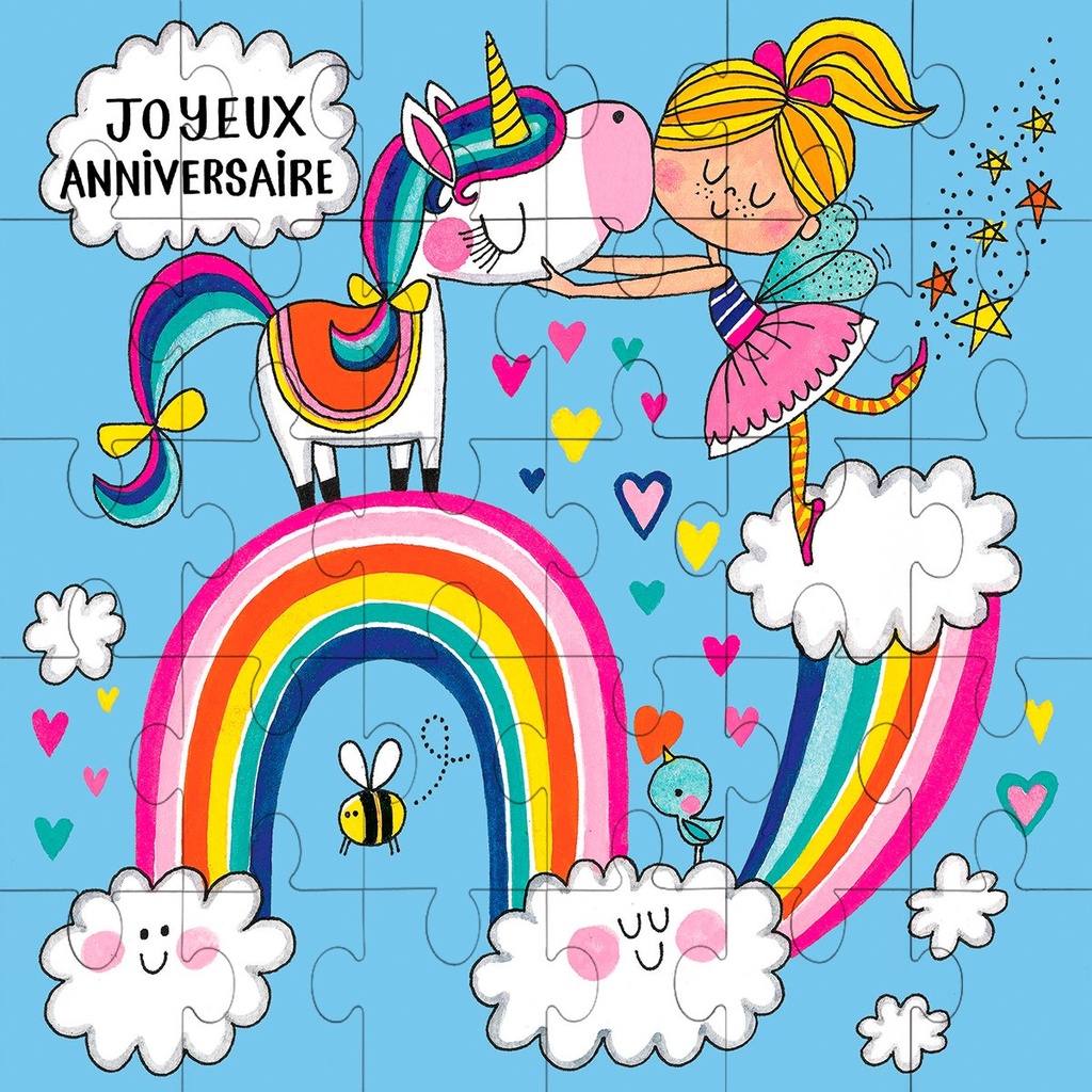 CARTE PUZZLE RACHEL ELLEN - ANNIVERSAIRE ARC EN CIEL