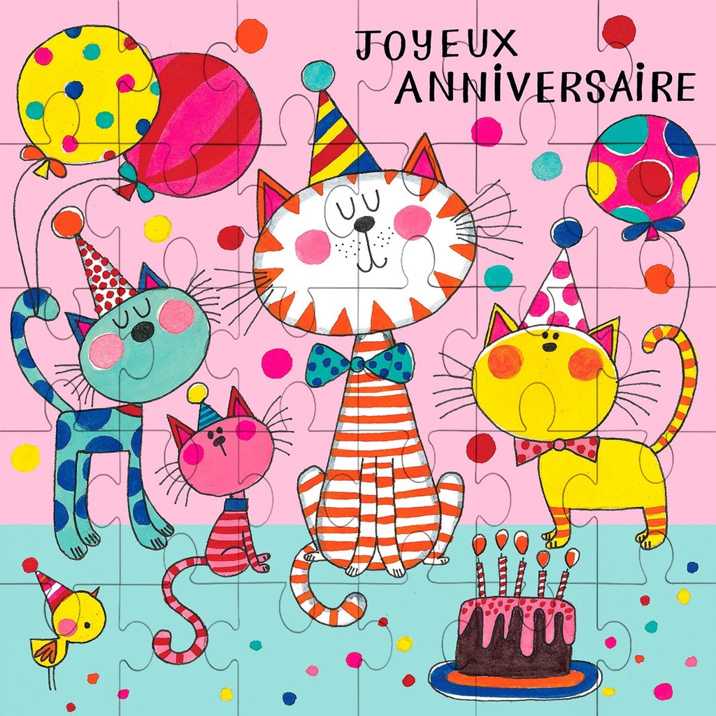 CARTE PUZZLE RACHEL ELLEN - ANNIVERSAIRE CHATS