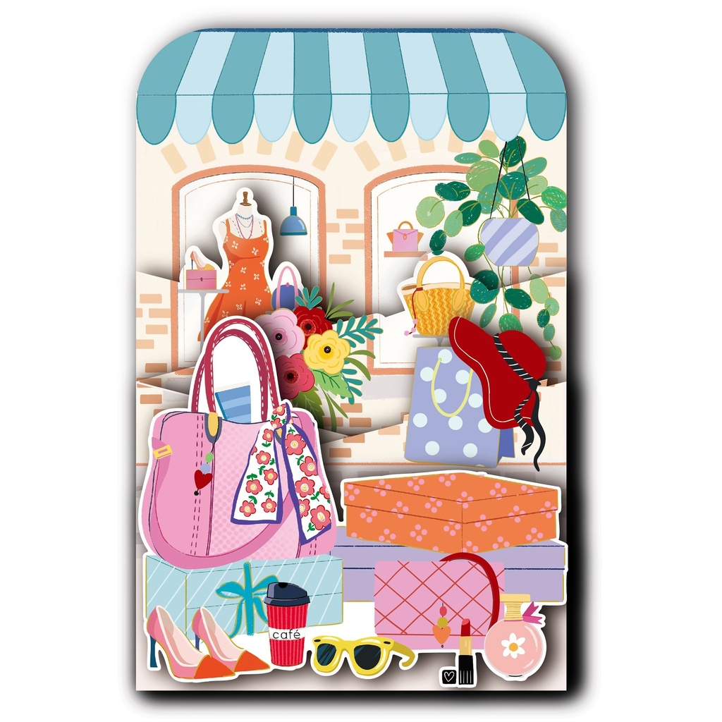 CARTE DOUBLE HAPPY 3D SHOPPING