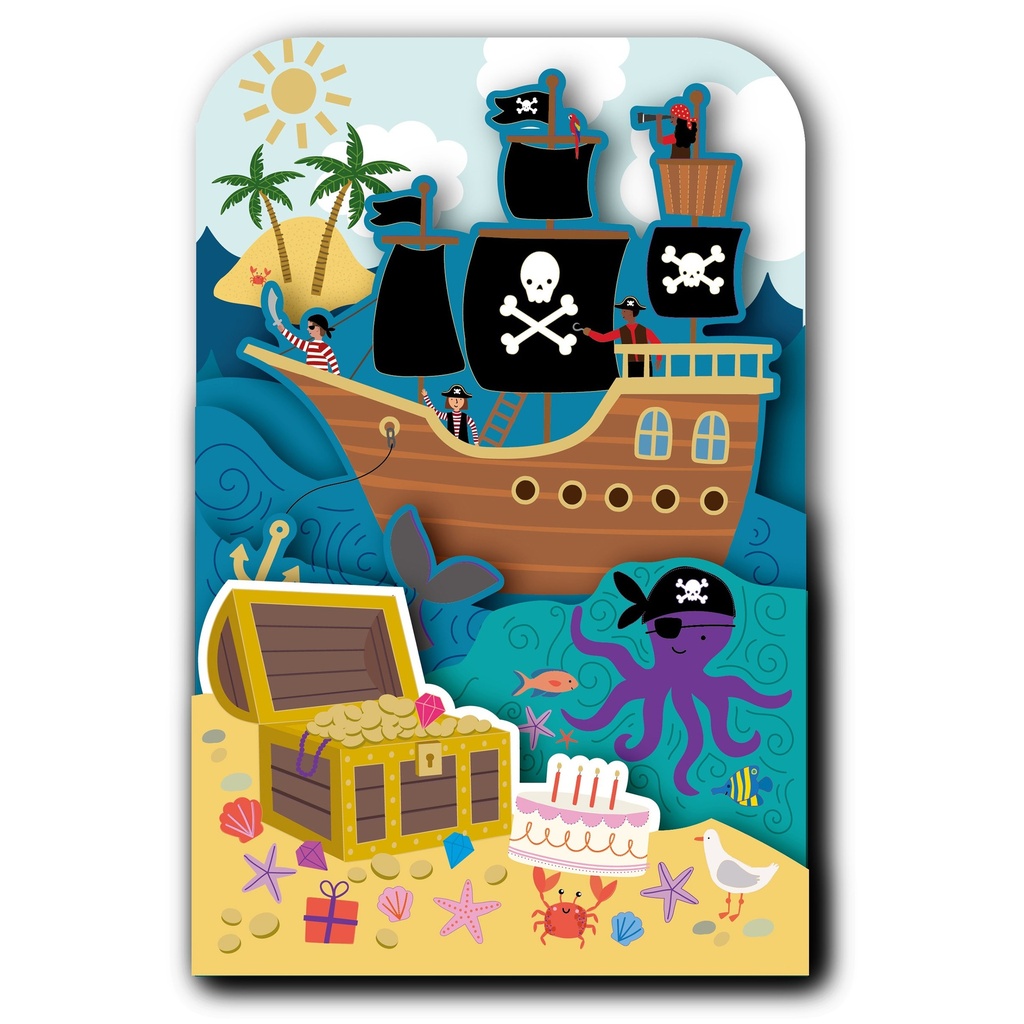 CARTE DOUBLE HAPPY 3D PIRATES