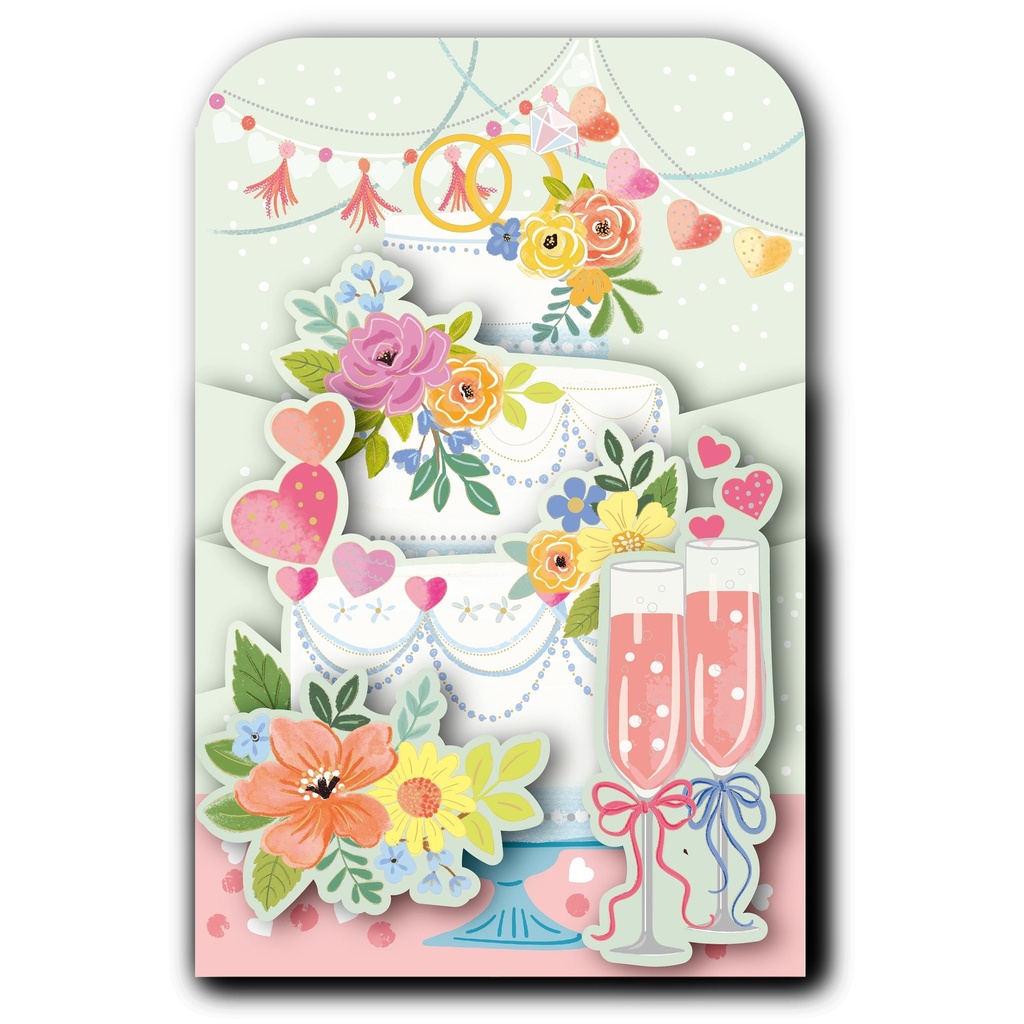 CARTE DOUBLE HAPPY 3D GATEAU MARIAGE