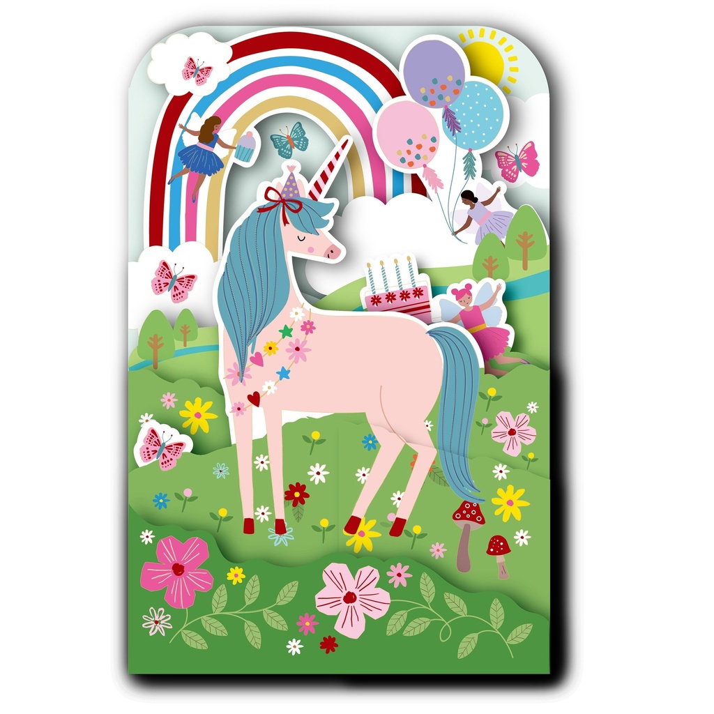 CARTE DOUBLE HAPPY 3D LICORNE