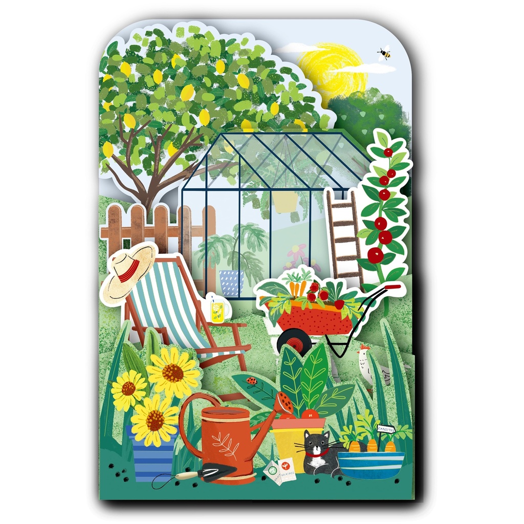 CARTE DOUBLE HAPPY 3D JARDIN