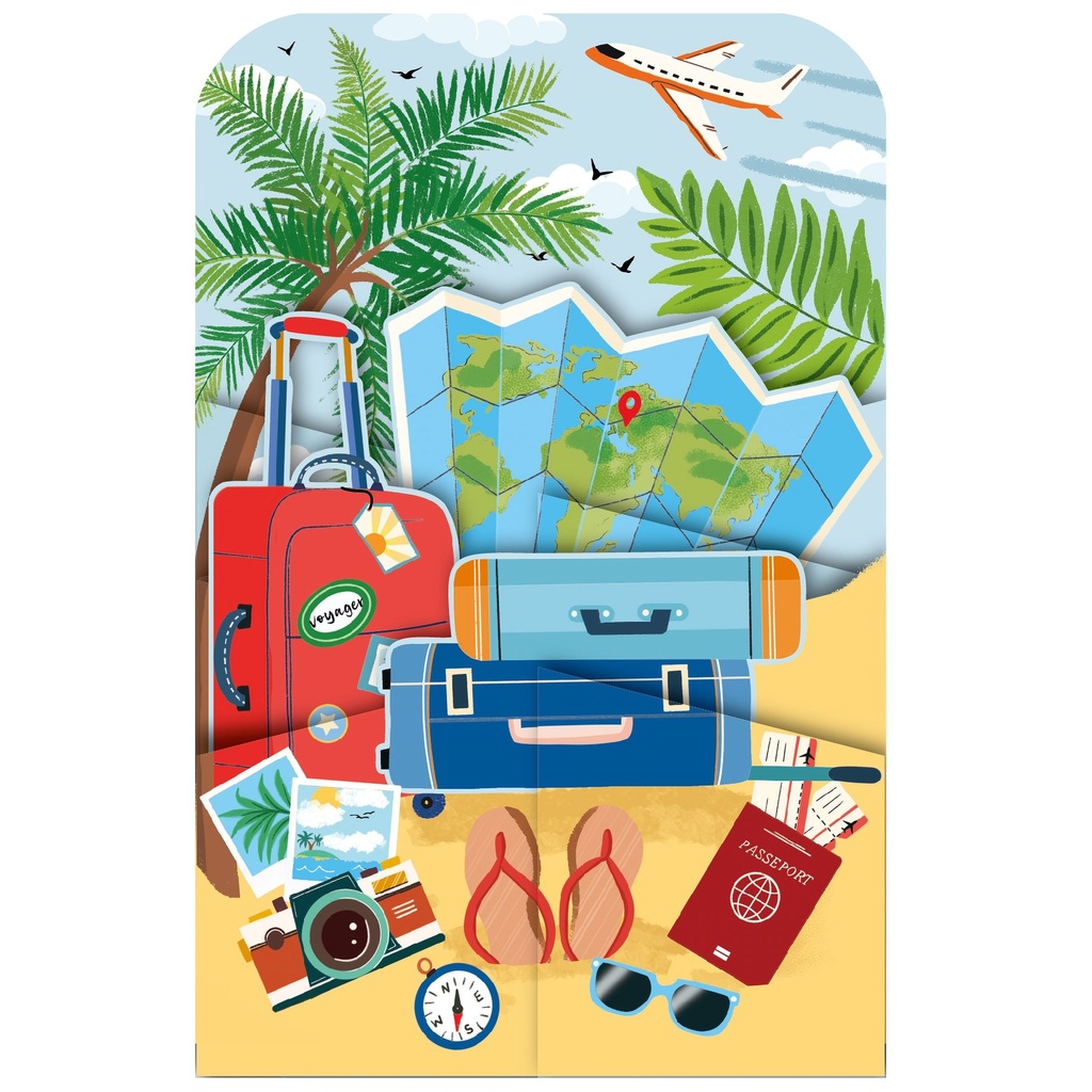 CARTE DOUBLE HAPPY 3D VOYAGE