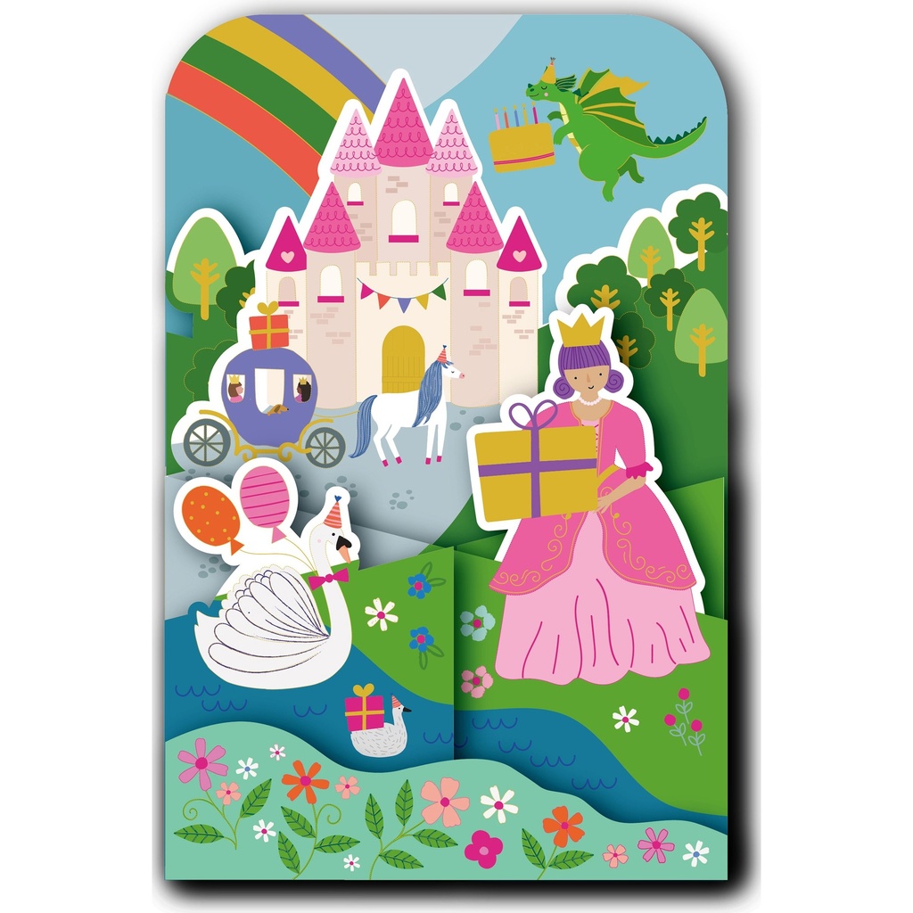 CARTE DOUBLE HAPPY 3D PRINCESSE