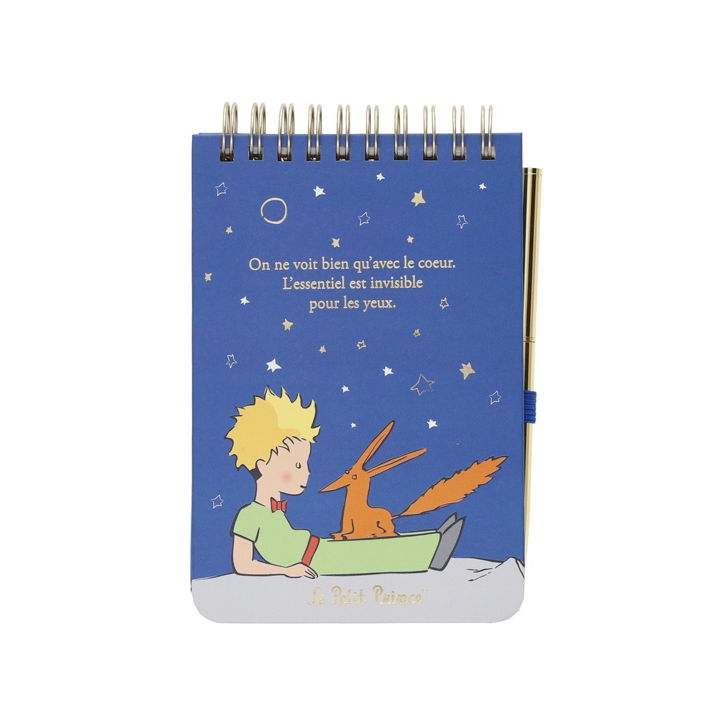 MINI CARNET A SPIRALE ET STYLO LE PETIT PRINCE BLEU